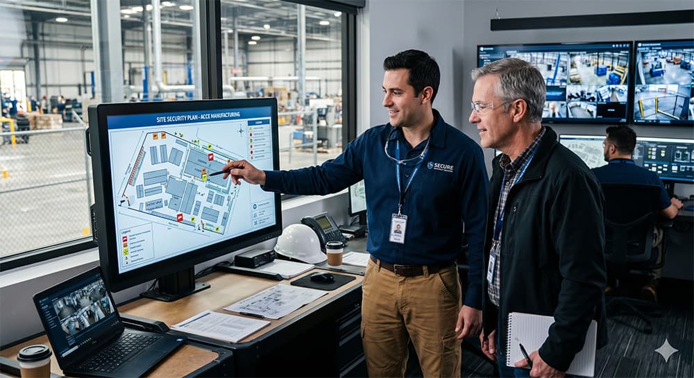 RadiusVision security specialist discussing site assessment with a customer