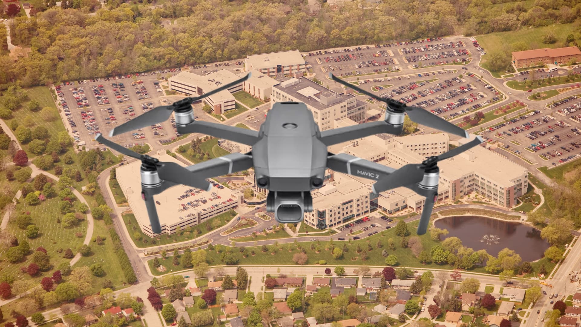Autonomous security drone patrolling a facility perimeter with radar and PTZ camera integration